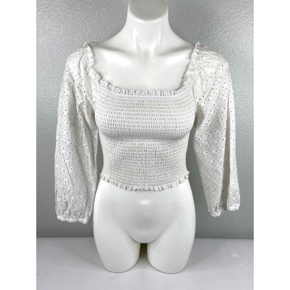 Love Tree Women Small White Tube Top Cropped Smocked NWT